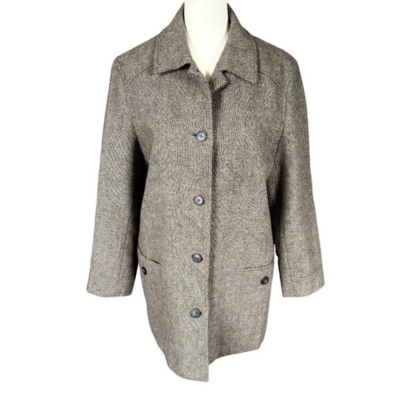 Harve Benard long sleeve collared button down fully lined wool coat size 8 - Picture 1 of 7